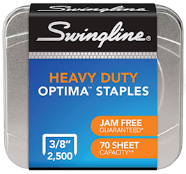 STAPLES, SWINGLINE, HIGH CAPACITY, 3/8" LENGTH, FULL STRIP, 2500/CT LARGE